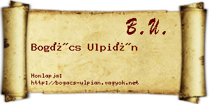 Bogács Ulpián névjegykártya